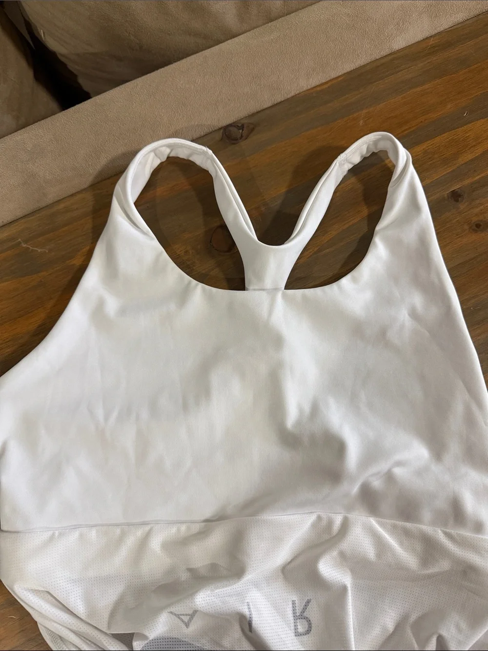Nike White Crop Tank bra Top with irridescent  AIR Logo